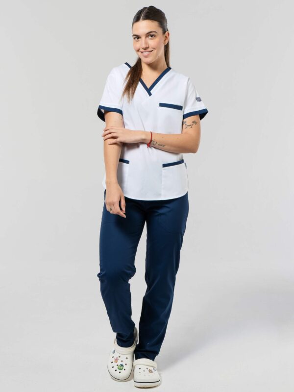 Ambo Paz blanco y azul marino - Imagen 2