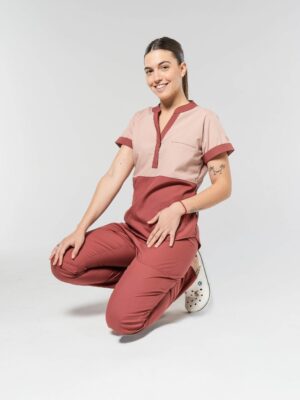 Ambo Paulina rosa viejo y bordo claro