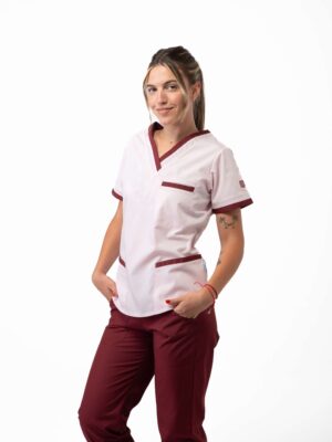 Ambo Paz rosa y bordo