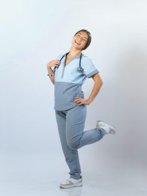 Ambo Paulina celeste y azul jeans