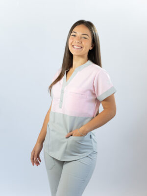 Ambo Paulina rosa y gris